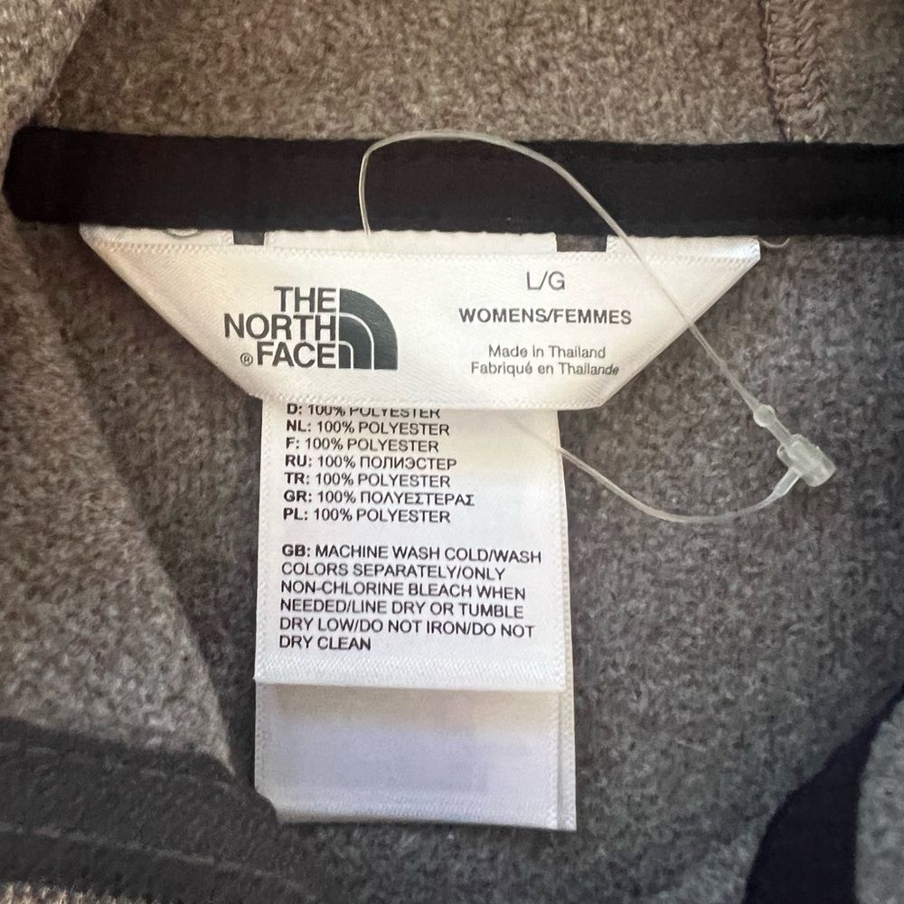 The North Face Womens Hoodie Sweatshirt Full Zip Pockets Gray w/ Pink Size Large - Picture 4 of 14